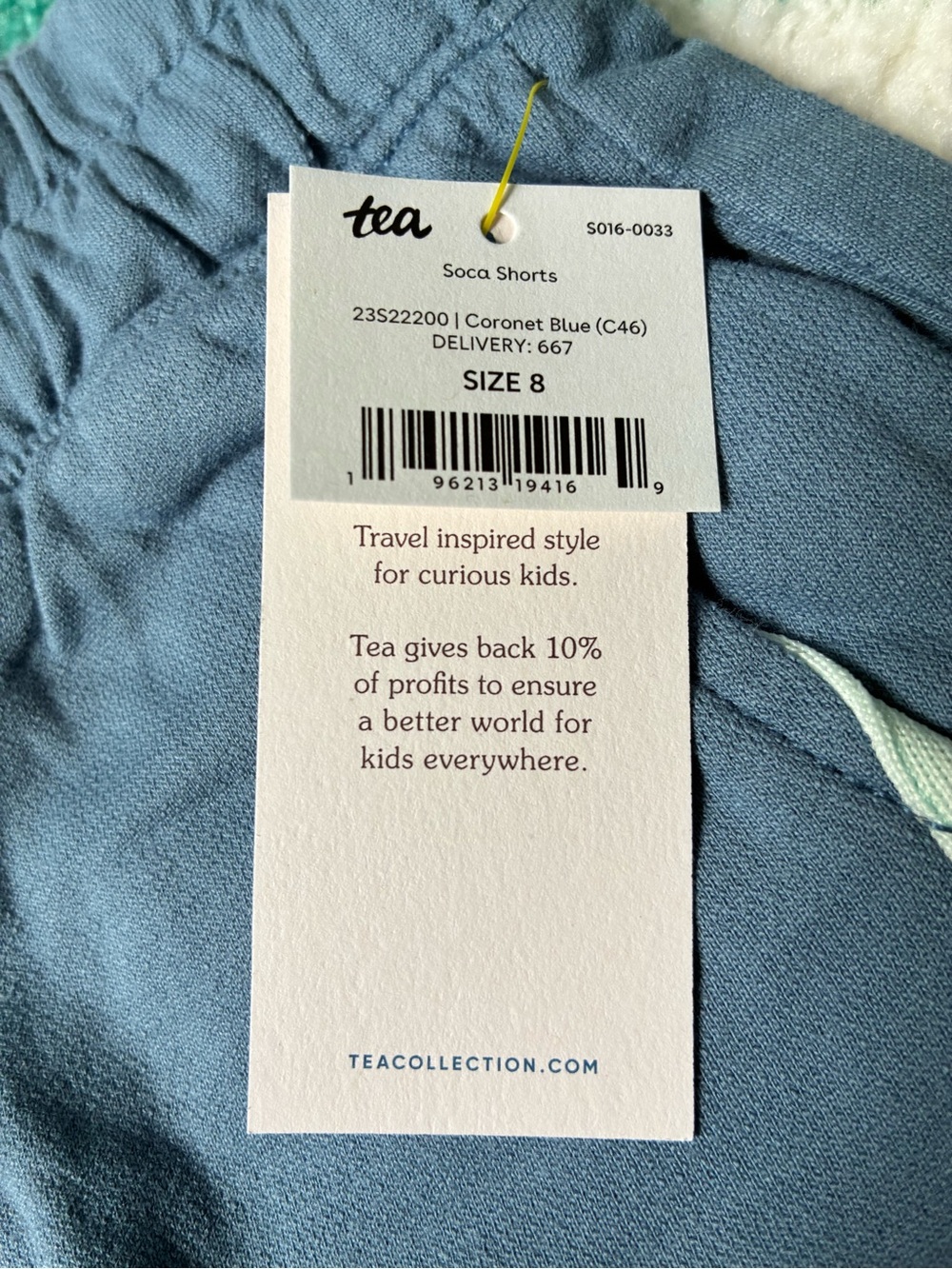 NWT - Tea Collection Soca Shorts (Coronet Blue) Size 8 - Picture 7 of 9